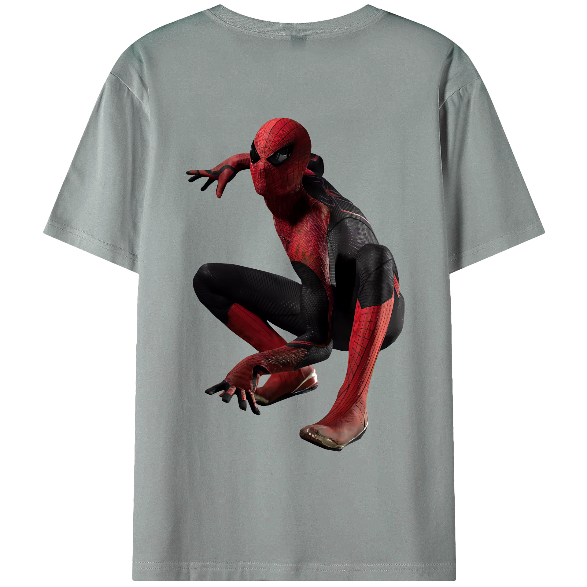 （画像用） Spider Man スパイダーマン 綿100％ メンズ半袖Tシャツ（バックプリント） 通気性